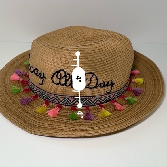 Betsey Johnson Vacay All Day Straw Hat with tassels - Picture 9 of 9